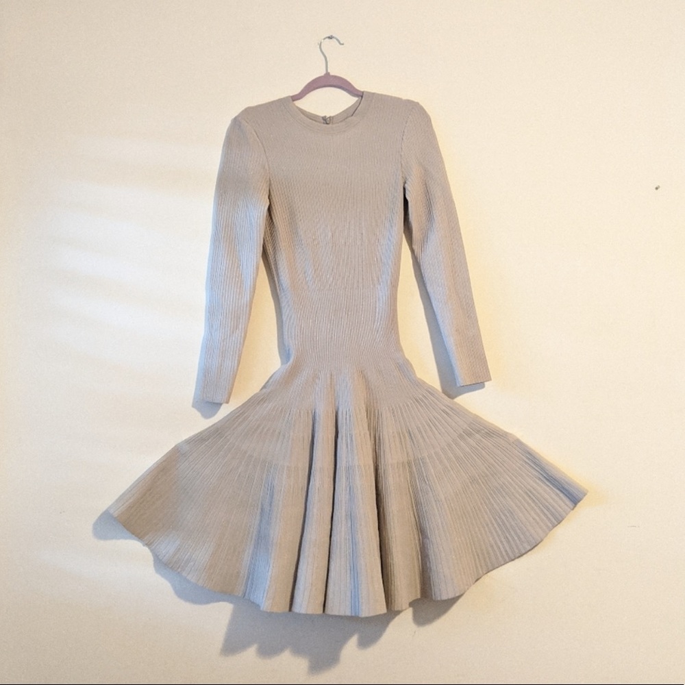 Alaia LS Ribbed Fit to Flare Dress Size M